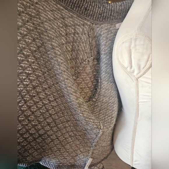 LOFT Geo Jacquard Grey White Wool Mohair Blend Open Cardigan L - Picture 6 of 13